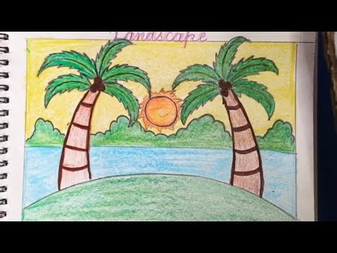 How to draw beautiful scenery|| Beautiful Sea Landscape drawing for Beginners #sea #easy #tutorial
