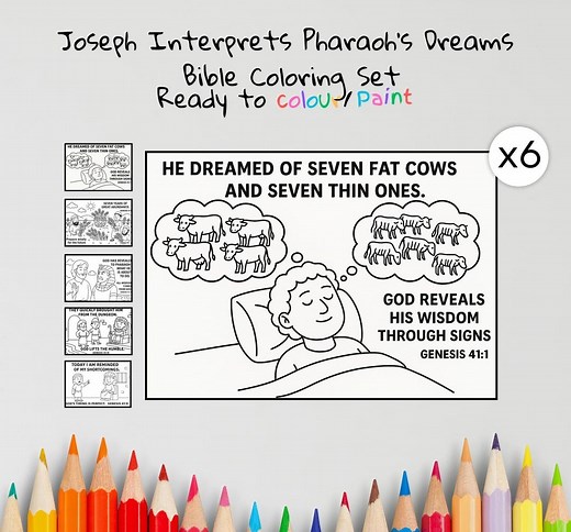 Joseph & Pharaoh’s Dreams Coloring Pages Craft | Kids Bible Craft | Genesis 41 | Christian Coloring Sheets | Sunday School Lesson - Etsy