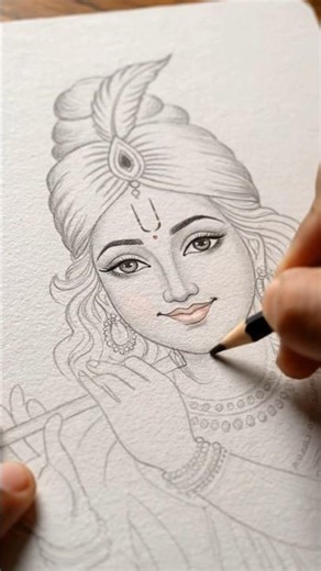 sketch of lord krishna 🥰❤️ #shorts #drawingofkrishna