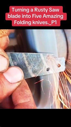 Turning a Rusty Saw blade into Five Amazing Folding knives._P1#rusty #saw #blade #amazing #folding