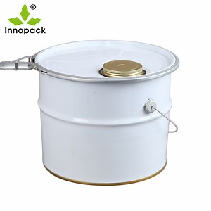 [Hot Item] 5 Liter Conical White Coating Flower Lid Paint Pails Empty Tinplate 1gallon Metal Bucket