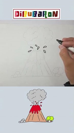 Dibujando un volcan | Dibujos faciles