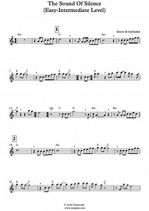 The Sound of Silence (niveau facile/intermédiaire, sax alto) (Simon & Garfunkel) - Partition Saxophone