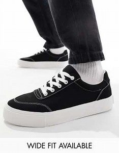 ASOS DESIGN plimsoll sneakers in black  | ASOS
