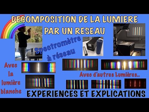 Décomposition de la lumière par un réseau. Spectromètre à réseau.Spectres de différentes lampes Tuto
