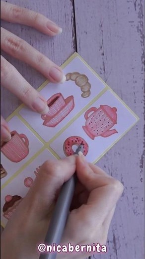 STICKERS CASEROS solo con 3 ROTULADORES 💖 DIBUJO mis propias PEGATINAS AESTHETIC #shorts
