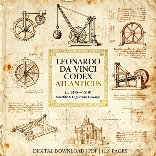 Leonardo Da Vinci Codex Atlanticus, Manuscript Archive – Scientific Drawings, Engineering Designs, PDF, 1119 Pages - Etsy UK