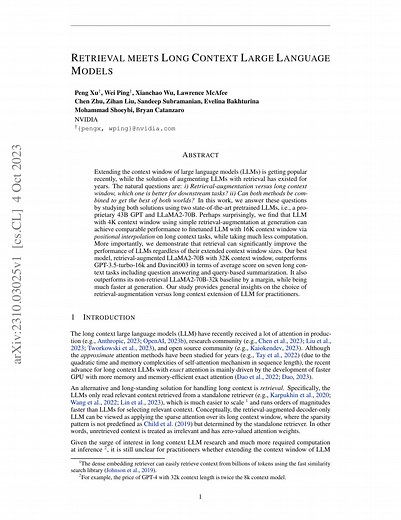 Retrieval meets Long Context Large Language Models