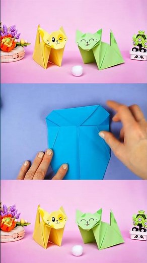 Jak zrobić kota origami z jednej kartki papieru? 🐱 #diy #origami #paper #cat