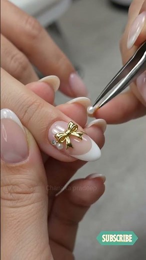 How to Do Classy Gold Bow Nails 💅✨ #NailArt