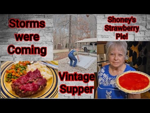 Vintage Supper with Strawberry Pie, the storms were coming fast