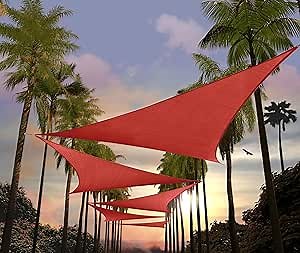 Amgo 12' x 12' x 12' Red Triangle Sun Shade Sail Outdoor Canopy Awning UPF50+ AGTAPT22, 95% UV Blockage, Water & Air Permeable, Commercial Standard Heavy Duty (We Make Custom Size)