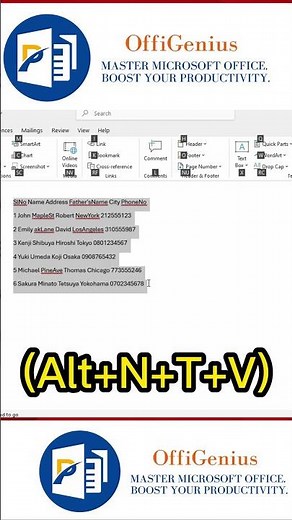 Convert Text to Table Instantly in MS Word | Shortcut Tip #shorts #YouTubeShorts