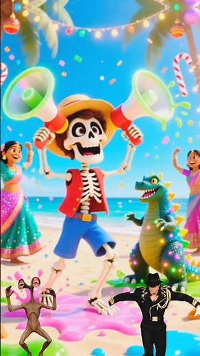 Siren Head Luffy Fun Beach Dance with Godzilla & Indian Girl! 🔥🌴💃 #Sirenhead #onepiece #shorts