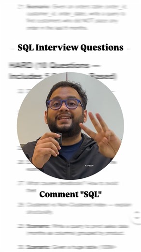 Avyay Pratyush on Instagram: "SQL Interview questions | Save for later 📩 Comment "SQL" for the sheet. [SQL, Structured query language, Sql interview questions, SQL interview prep, Data analyst interview prep, Data analytics] #sql #dataanalytics #dataanalyst #interviewprep #interviewquestions #softwareengineering #devopsengineer #reelsinstagram #explorepage #viral #avyaypratyush #engineering #foryou"