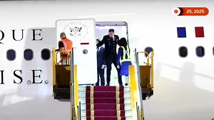 French President Macron’s arrival in Vietnam showed the French president being pushed seconds before he was due to step off the plane. | Reuters