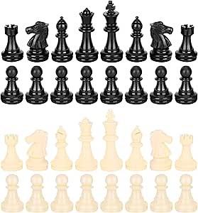 32 Pcs Chess Pieces Only, Chessmen Game Set Chess Pieces Replacement, Standard Tournament Chess Pieces, Plastic Chess Piece Full Set Chess Piece (Medium-64mm)
