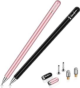 Stylus for iPad (2 Pcs), StylusHome Magnetic Disc Universal Stylus Pens Touch Screens for Apple/iPhone/Ipad pro/Mini/Air/Android/Microsoft/Surface All Capacitive Touch Screens - Black/Rose Gold