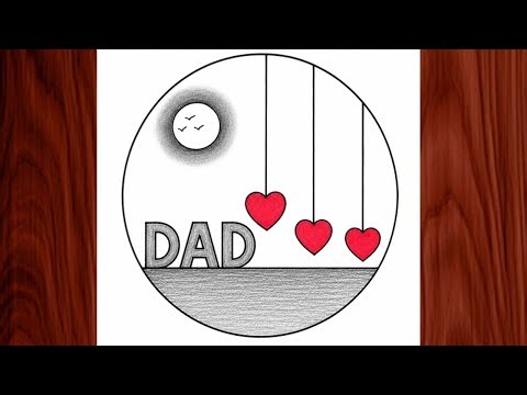 "Easy Father’s Day Drawing Idea | Simple Dad Love Circle Drawing Tutorial | Pencil Shading Art "