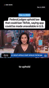11K views · 106 reactions | A law that could effectively ban TikTok in the U.S. has been upheld by a panel of federal judges, meaning its parent company Bytedance must sell the platform or app stores must remove it beginning Jan. 19, 2025. TikTok is expected to appeal the ruling to the Supreme Court, and says it expects the court to protect “Americans’ right to free speech.” | NBC News | Facebook