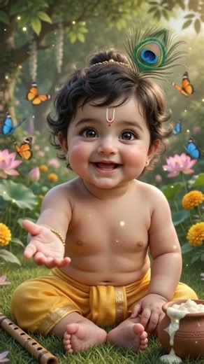 Heart Touching Baby Krishna Friendship Message 🦚 Happy Friendship Day 💙 #shorts