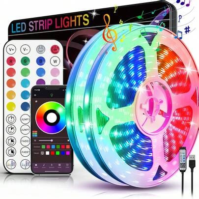 3ft-00ft LED Strip Lights With Remote And App Control, Low Voltage RGB Color Changing Light With Timing, Music Sync And Mic Mode, LED Lights For Bedroom, Holiday Decor, Home, Room Decor, Wall Decor, Holiday Gifts | SHEIN