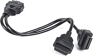 OBD Splitter Adapter, Right Angle 30cm/12’ OBD Splitter Extension Adapter OBD II Splitter Extension Cable Male to Dual Female Y J1962 Cable, 16 Pin Cable Male to Dual Female Cord Adapter