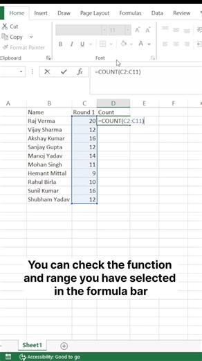 Understanding the COUNT function in Excel ✨