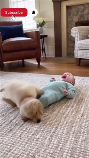 Baby & Puppy Joyful Rolling Scene | Lovely Play 💖 | Cute Rolling 🐾