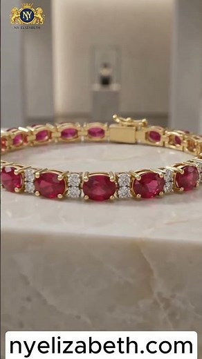 K18 YELLOW & WHITE GOLD RUBY DIAMOND TENNIS BRACELET