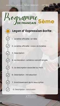 programme de français expression écrite en français pour l'année scolaire 2025 - 2026 #francais