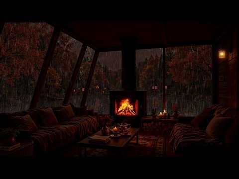 Fall Asleep FAST In 3 Minutes [NO ADS] | Gentle Rain Sounds & Crackling Fireplace for Cure Insomnia