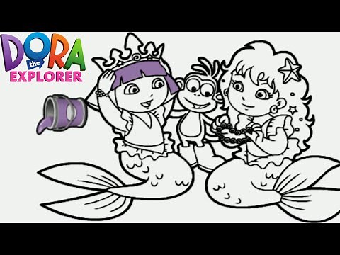 Dora the Explorer Mermaid Princess Nick Jr. Coloring Book Game for Children