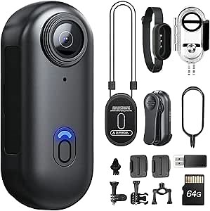 Body Camera 4K, POV Pro 4K,Wearable Camera with 360°Rotatable Clip & Magnetic Clip,120 Minutes for Recording,Take for Lecture, Traveling,Pet Walking and Outdoors Activities (4K-P-64G)