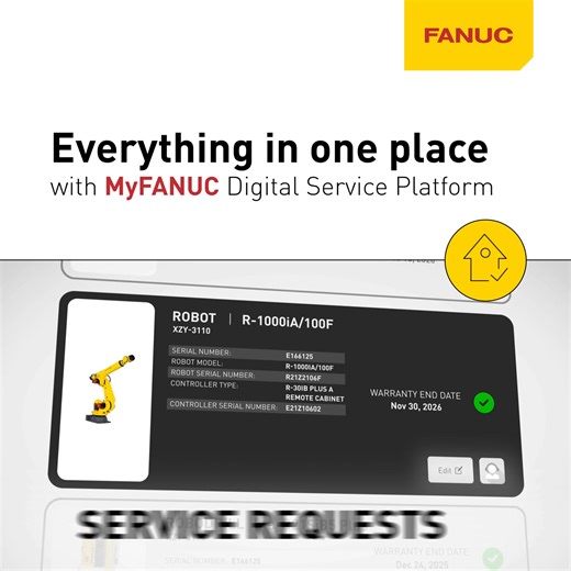 1.5K views · 22 reactions | MyFANUC Digital Service Platform at your fingertips. With MyFANUC, you get a full overview of your entire FANUC machine park anytime, anywhere. - Check warranty statuses - Track service requests - Access all relevant product details in one place.  Register now: https://brnw.ch/21wWs3W One platform. Endless possibilities. #MyFANUC #FANUC #OnePlatform #EndlessPossibilities | FANUC Europe | Facebook