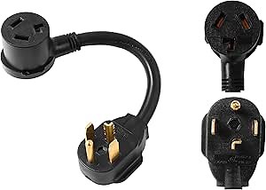 ONETAK NEMA 14-30P to 10-30R ETL Listed 120V/240V 30 Amp 10 AWG 4 Prong Male Plug to 3 Prong Female Outlet Receptacle Welder Clothes Dryer Power Cord Adapter