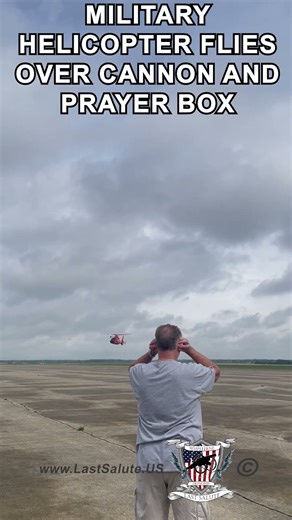 Very cool Military Helicopter flies over cannon and Prayer Box to start 5K #coastguard #lastsalute