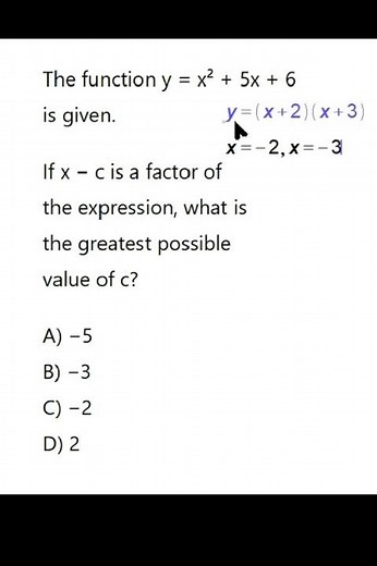 SAT Math in 20 Seconds: Greatest Value of c (No Desmos)