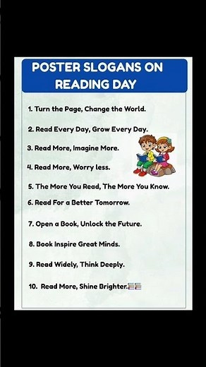 Reading Day slogans in English|Best slogans on reading day| Reading day slogans |Poster slogans