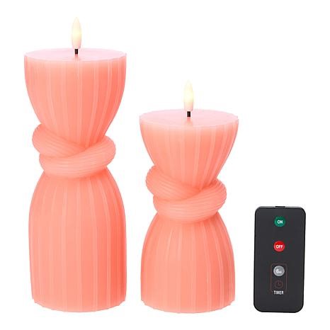 South Street Loft Set of 2 Wax Flameless Knot LED Candles  | HSN