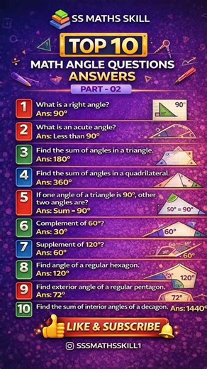Top 10 Math Angle Questions with Answers | Angles Trick Questions | Part 2 #trigonometry