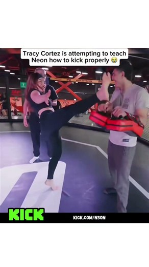 Tracy Cortez is attempting to teach Neon how to kick properly😭 #n3on
