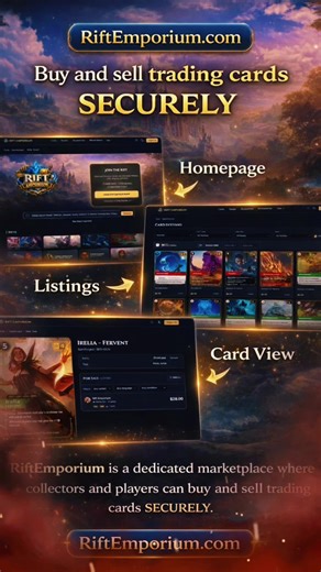 Right now, the Riftbound market is still early. That means the first sellers get seen the most. More visibility. More buyers. More sales. If you’re holding Riftbound cards, this is your chance to become one of the first trusted sellers on RiftEmporium.com Don’t wait until everyone else lists theirs. Early sellers build reputation first — and reputation sells cards faster. Your collection has value. Now there’s a marketplace built for it. Start selling today at RiftEmporium.com #riftbound #tradin