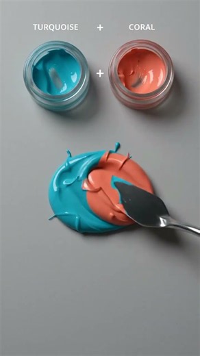 Turquoise + Coral Color Mixing 🎨 | Satisfying Color Transformation