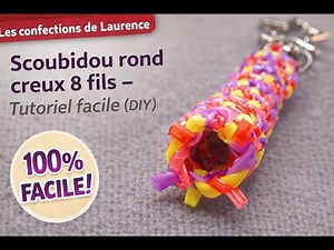 Scoubidou rond creux 8 fils – Tutoriel DIY (8 strings scooby)