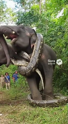 งูรัดช้าง ช้างอีกตัวกำลังช่วย #viral #animallife #shortvideo #animals