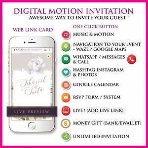 JD07 Digital Web Link Motion Invitation Cards - for Your Wedding / Special Events - Etsy Australia