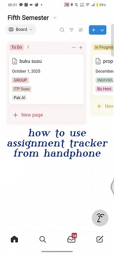how to use assignment tracker lewat hp donee yaaa #notion