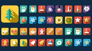 Download Flat Style Animated Christmas And New Year Icons - FREE Videohive - aedownload.com
