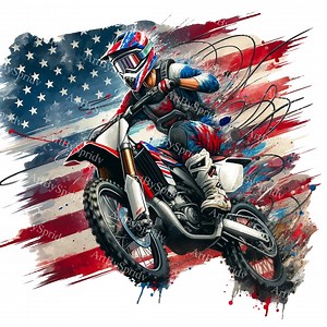 Patriotic Motocross Digital Clipart | USA American Flag Rider | Printable Sublimation PNG Clip Art | Dirt Bike Graphics | Sports DIY Craft - Etsy